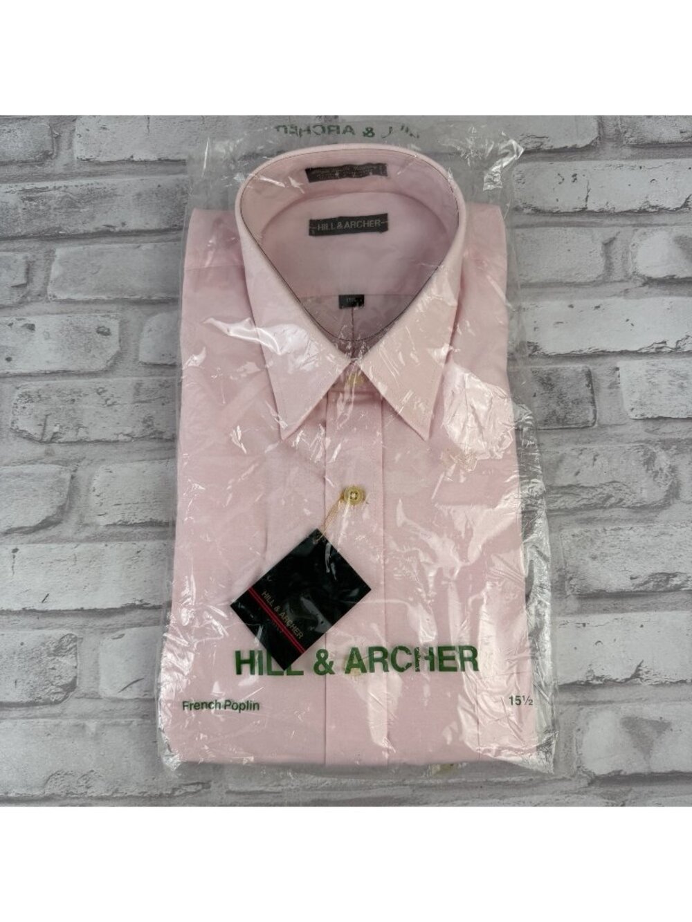 Hill & Archer Pink Oxford  SS Dress Shirt Mens 15.5 French Poplin NEW